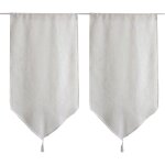 Paire de petits rideaux aspect lin finition pointe blanc 60x120 cm