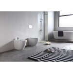 Paire de sanitaires bent rimless ? cuvette + bidet mural au sol blanc brillant ? sans bride, abattant ...