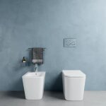 Paire de sanitaires encastrés en céramique sans rebord blanc brillant wc bidet et couvercles soft - close ... Paire de sanitaires encastrés en céramique sans rebord blanc brillant wc bidet et couvercles soft - close ...