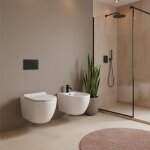 Paire de sanitaires suspendus bent rim ? cuvette + bidet rimless blanc brillant ? abattant soft - close ...