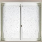 Paire de vitrages motifs argent�s blanc 60x160 cm