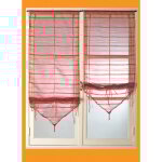 Paire de petits voilages organza  fine rayures et fils brillants  alize  bordeaux 57x160cm