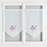 Paire de voilages brod�es bordeaux 60x120 cm