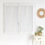 Paire voilages avec motif feuilles brod�es blanc cass� 60x120 cm