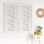 Paire voilages avec motif feuilles brod�es vert 60x120 cm