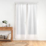 Paire de voilages passe - tringle en voile sabl� avec finitions pompons blanc 70x240 cm