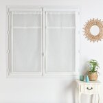 Paire de voilages avec ruban macram� blanc cass� 60x160 cm