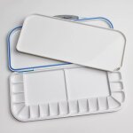Palette aquarelle �tanche � 18 godets avec deux surfaces de m�lange extra - larges, palette pliable bleue ...