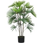 Palmier artificiel - plante artificielle h. 90cm - 3 pieds 24 feuilles grand r�alisme - pot inclus