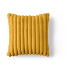 Lisa design - pampelune - coussin - en fausse fourrure c�tel� et velours - 40x40 cm - jaune