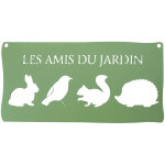 Pancarte d�corative m�tal les amis du jardin 25, 5 x 12, 5 cm vert p�le