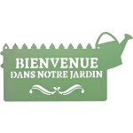 Pancarte d�corative m�tal bienvenue 31 x 16, 5 cm vert p�le