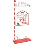 Pancarte bienvenue chez le pre nol en mtal rouge et vert h 100 cm - feeric christmas