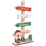 Pancarte de no�l en bois enneig� rouge vert et naturel h 29. 5 cm - feeric christmas