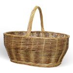 Panier ambre en osier naturel avec manche tress� bicolore 59 x 29, 5 x h 42 cm