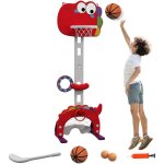 Aiyaplay - panier de basket enfant multifonction design dino 3 - 6 ans - but, golf, 2 jeux de lancer ...