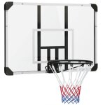 Panier de basket mural acier robuste avec panneau & filet - 113 x 61 x 73 cm - noir pour usage ext�rieur ...
