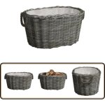 Panier  bois de chauffage avec poignes 59x42x28 cm gris saule - panier  bois - panier  bches - rangement ...
