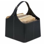 Panier � bois, range - buches similicuir, porte - revues, accessoire chemin�e, noir odipie