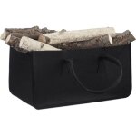 Panier � b�ches de bois en feutre 2 poign�es, pliable, 50x25x25cm, noir