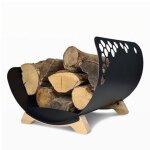 Panier � b�ches - granulebox - acier noir - bois massif - 47cm x 36cm x 43cm