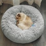 Panier pour chat / chien - chaud - 60 cm - gris clair - peluche - cylindrique - anti - anxi�t�