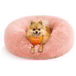 Panier pour chien, lit ronde en forme de beignet, canap�, coussin central amovible et lavable, tissu ...