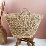 Panier en corde ajoure fait  la main avec anses