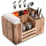 Panier  couverts en bois, range - couverts pour couverts, serviettes, salire et sauces, 8 compartiments ...
