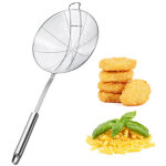 Panier �cumoire solide en acier inoxydable avec long manche et double crochet, passoire de cuisine pour ...