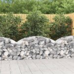 Design in - panier de gabion, mur en gabions arqu� 150x50x60 / 80 cm fer galvanis� cfw16731