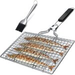 Panier grille pour barbecue, pliable en acier inoxydable, pour la cuisson des poissons, l�gumes ou crevettes, ...