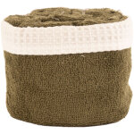 Panier invit� avec serviettes kaki 30x30 cm