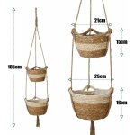 Memkey - panier de jardinire suspendu en jonc de mer, 2 taille pot de fleurs tiss intrieur extrieur ...
