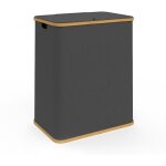 Panier  linge 140 l 2 bacs amovibles rita en tissu et bambou gris anthracite