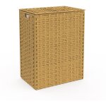 Panier  linge 2 bacs effet rotin alvin tissu cru