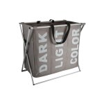 Msv - panier à linge 3 compartiments dark light color (3x30l) taupe Msv - panier à linge 3 compartiments dark light color (3x30l) taupe