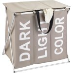 Panier  linge 3 compartiments trio top, panier linge sale avec compartiment, inscription design, capacit ...