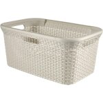 Panier � linge 45l style - bac � linge propre et sale - aspect rotin textur� - bonne a�ration - poign�es ...