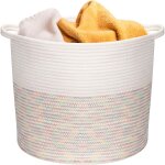 Panier � linge 50l en corde de coton, corbeille � linge sale avec poign�es 40x37cm, bac de rangement ...