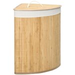 Panier � linge d'angle 55l en bambou, couvercle et sac amovible, 38x38x57 cm, couleur bois naturel et ...