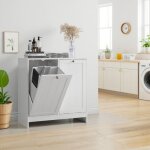 Panier � linge basculante 2 paniers amovibles, salle de bain de rangement, mdf et panneaux de particules, ...