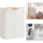 Panier a linge beige 56 x 40 x 27 cm, panier � linge grande capacit� pliable tissu oxford avec manche ...