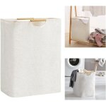 Panier a linge beige 56 x 40 x 27 cm, panier � linge grande capacit� pliable tissu oxford avec manche ...
