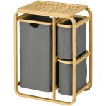 Panier  linge corbeille  linge bac linge sale 3 paniers amovibles bambou non - tiss gris