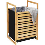 Panier  linge ecori wenko corbeille  linge 47 litres en bambou certifi fsc, sac amovible en polyester ...