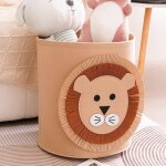 Panier � linge en feutre - lion, panier pour b�b�, panier de rangement rond, pliable, pour le bureau, ...