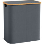 Panier � linge - homcom - double pliable 80 l - couvercle - poign�es rainur�es - gris