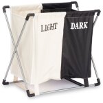 Panier � linge pliable : deux compartiments : noir, blanc, 56 x 60 x 34 cm