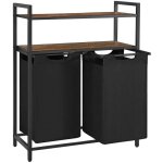 Panier � linge sale corbeille 2 compartiment bac avec 2 �tag�res de rangement sacs en amovible volume ...